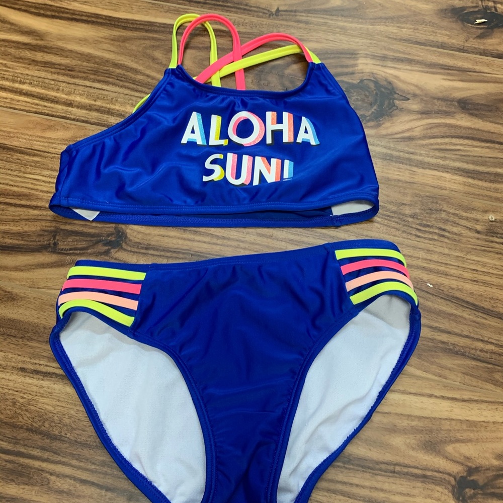 - Cat & Jack girls bathing suit Aloha Sun L 10/12